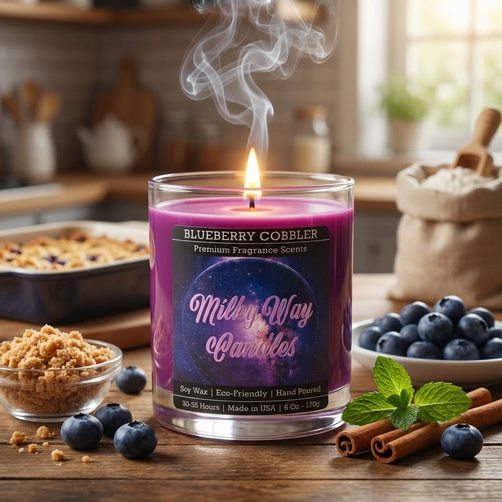 Blueberry Cobbler High-Fragrance Load – Luxury Soy Wax Candle by Milkyway Candles | 6 Oz / 10.5 Oz / 12 Oz