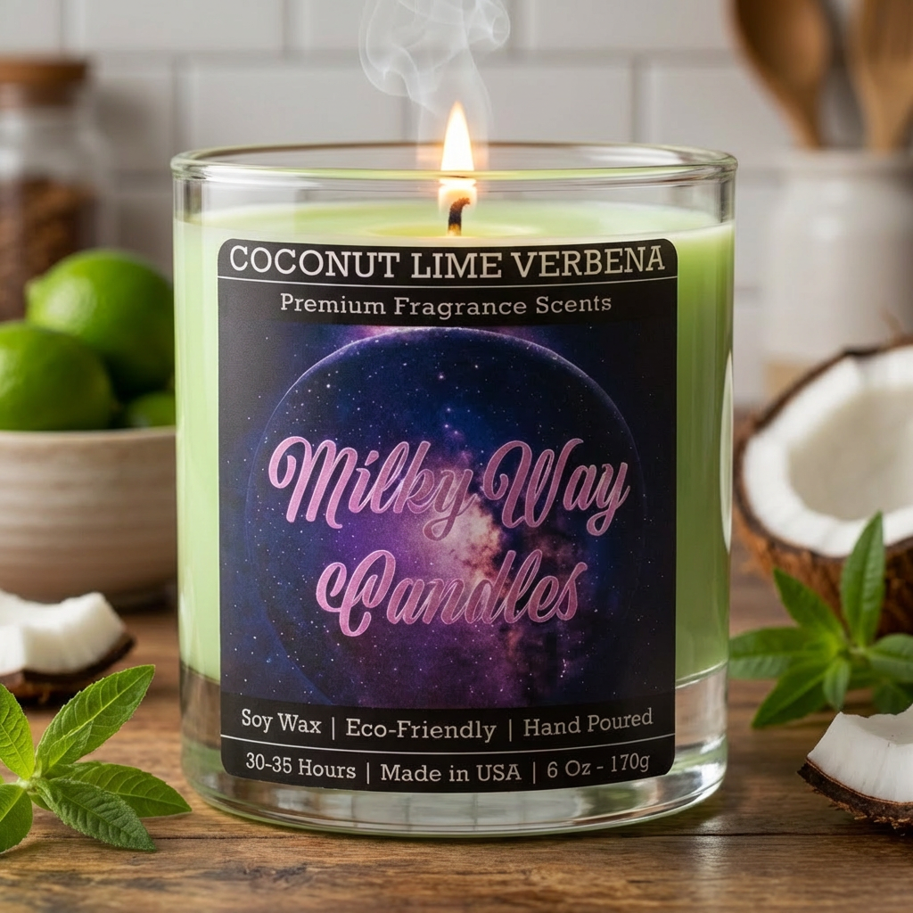 Coconut Lime Verbena High-Fragrance Load – Luxury Soy Wax Candle by Milkyway Candles | 6 Oz / 10.5 Oz / 12 Oz