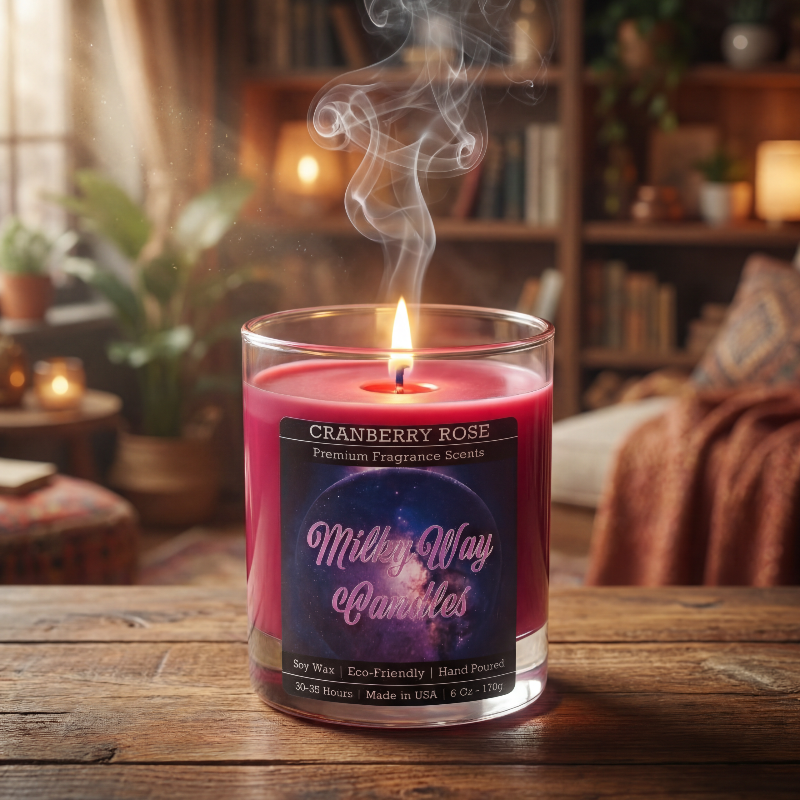Cranberry Rose High-Fragrance Load – Luxury Soy Wax Candle by Milkyway Candles 6 Oz / 10.5 Oz / 12 Oz
