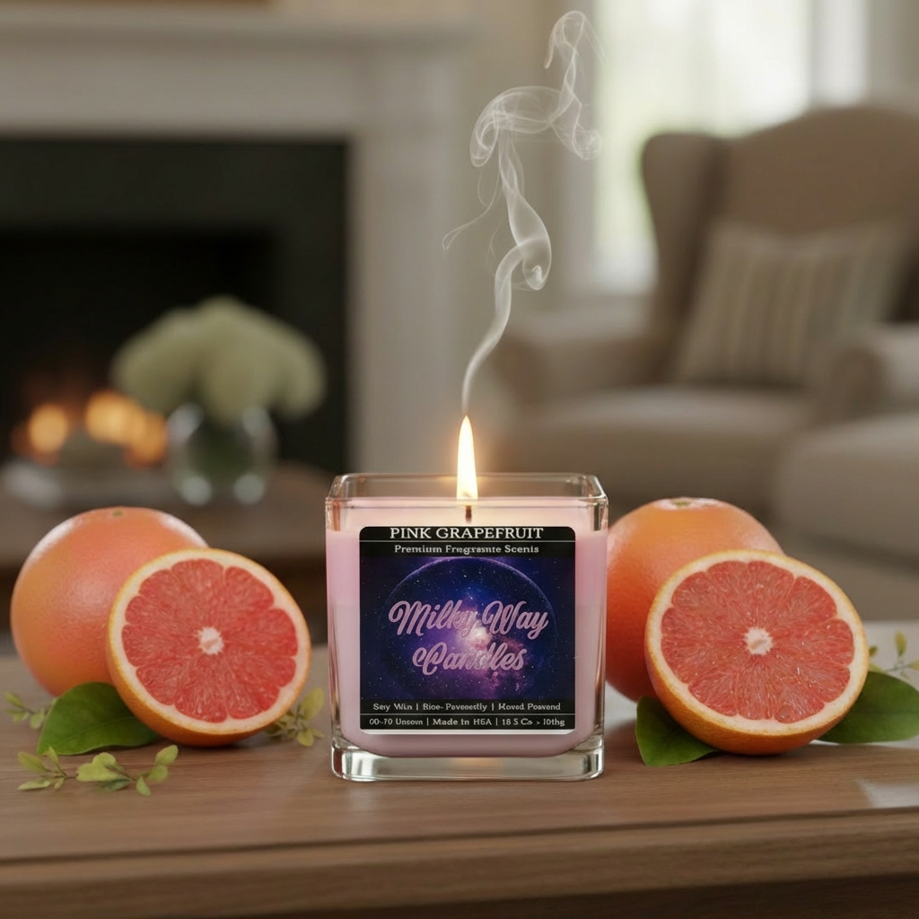 Pink Grapefruit High-Fragrance Load – Luxury Soy Wax Candle by Milkyway Candles 6 Oz / 10.5 Oz / 12 Oz