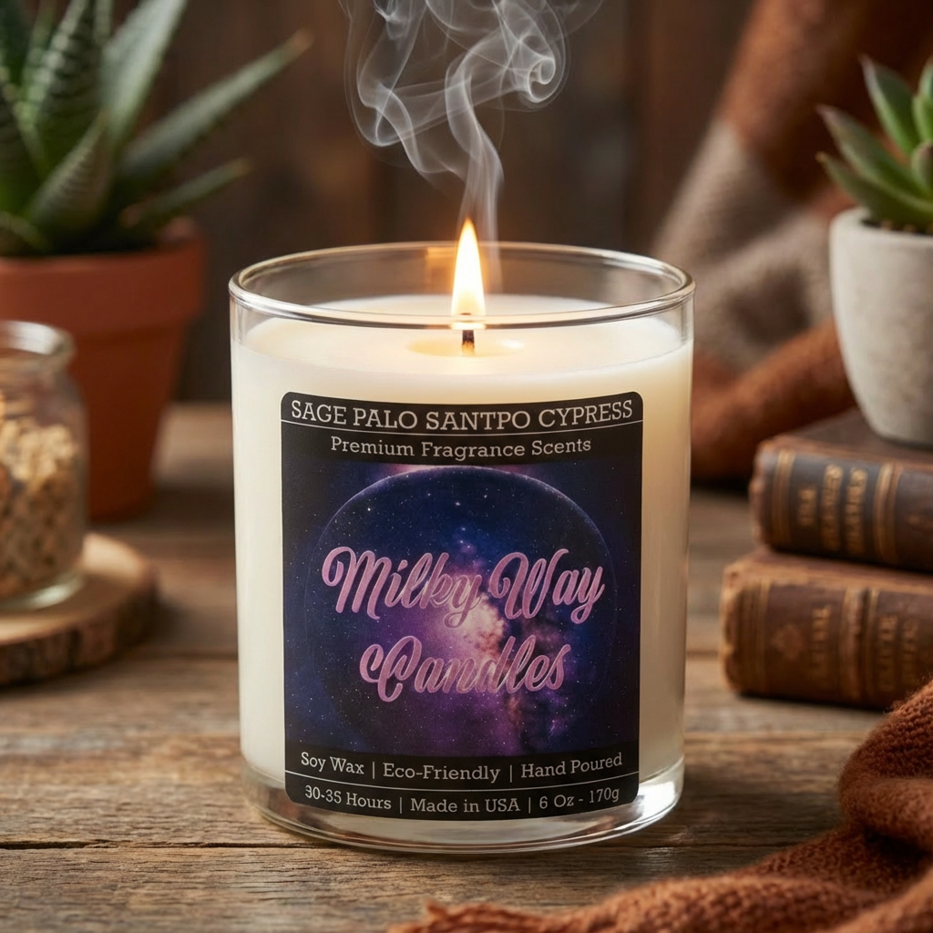 White Sage Palo Santo Citrus Driftwood High-Fragrance Load – Luxury Soy Wax Candle by Milkyway Candles 6 Oz / 10.5 Oz / 12 Oz