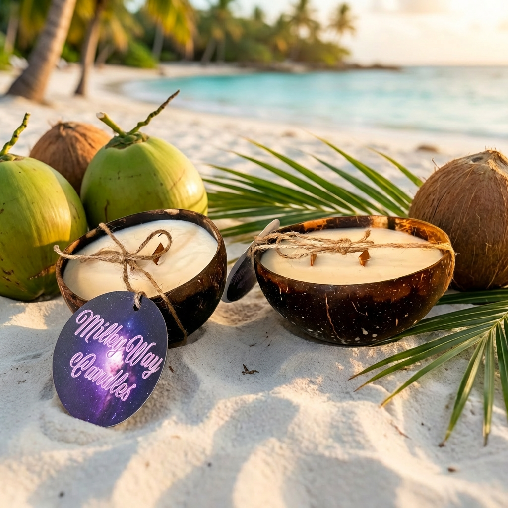 Coconut High-Fragrance Load – Luxury Soy Wax Candle by Milkyway Candles 4.4 Oz / 6.1 Oz