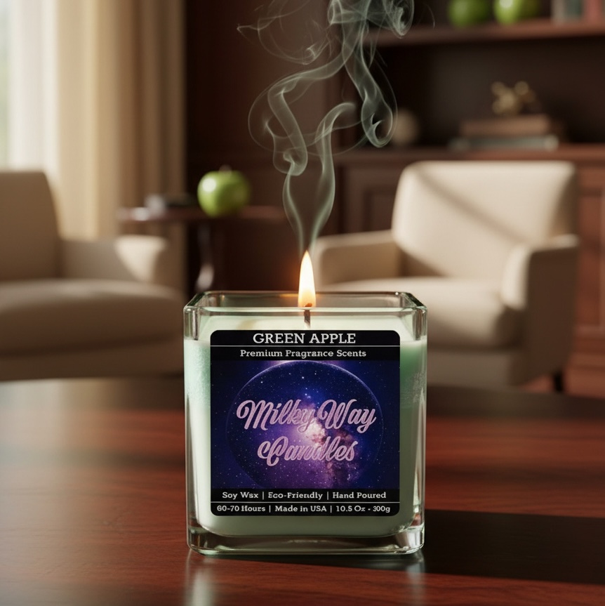 Green Apple High-Fragrance Load – Luxury Soy Wax Candle by Milkyway Candles 6 Oz / 10.5 Oz / 12 Oz