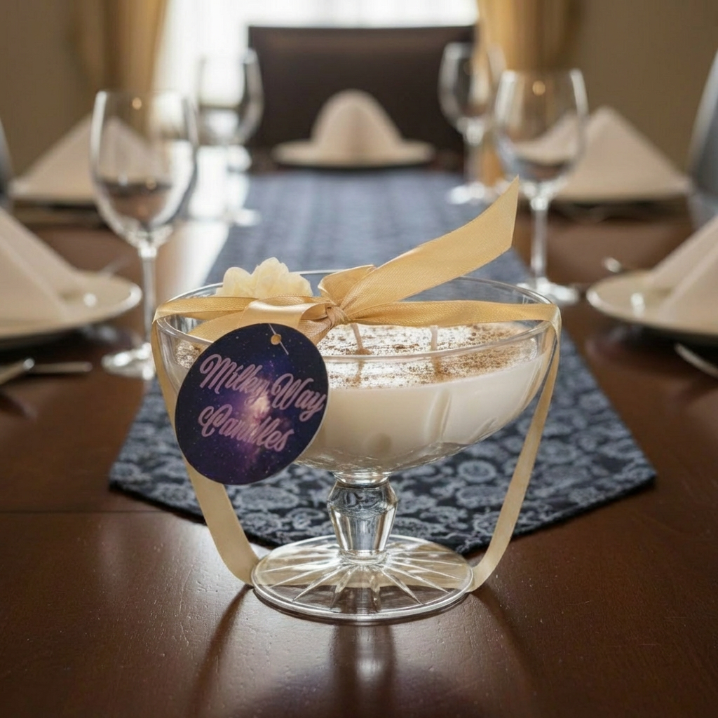 Candle in a Crystal - Waterford - Lismore Pedestal - Soy Wax Apple Cinnamon Scent by MilkyWay Candles | 12 Oz